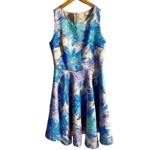luna boutique dress mini floral blue purple multicolor like new short size small